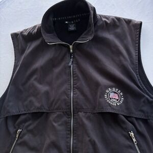 2002 U.S. Open Bethpage Black Golf Vest Men's Medium Black Zip Fleece Lined
